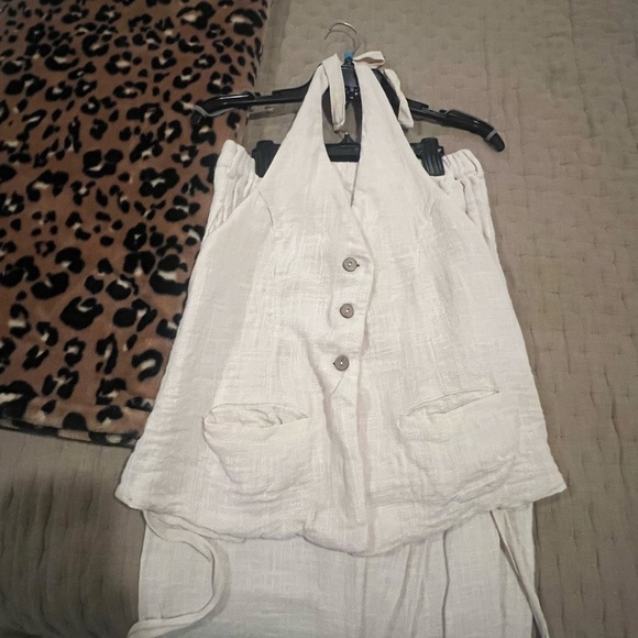 ✨Free People Take Me To Paris Cotton Low Back Tie Vest & Wide Pants Set MEDIUM - Picture 7 of 7